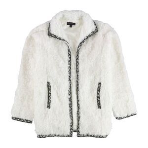 P.J. Salvage Womens Open Front Fleece Jacket, White, NWT
